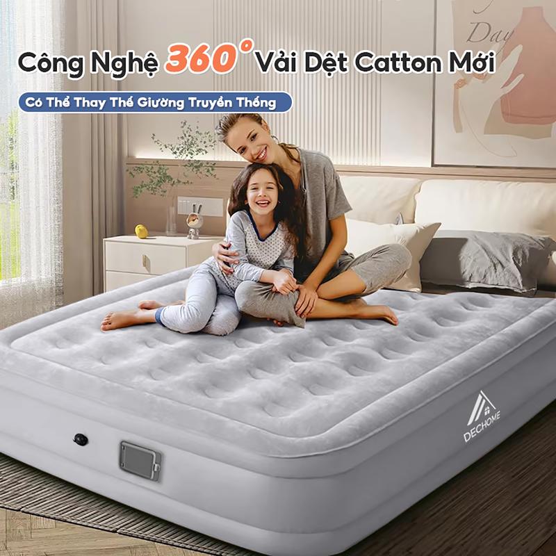 【Bảo Hành 5 Năm DECHOME Đệm Hơi Tự Bơm, Vải Cao Cấp Chống Rò Khí Nệm Hơi, Giường bơm hơi, kèm bơm điện Đệm hơi dày, Có thể thay thế nệm truyền thống, Bảo Hành Trọn Đời