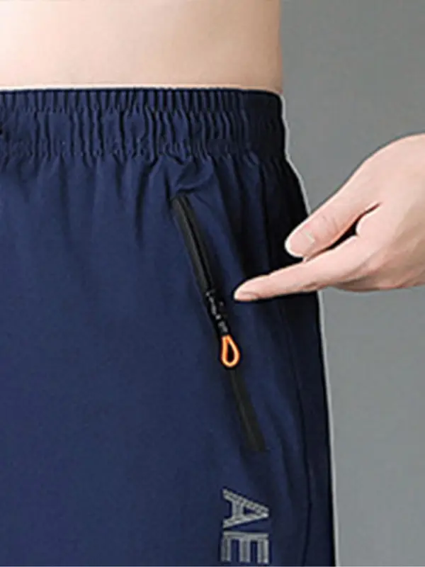 Men's Letter Print Quick Drying Capri Pants, Casual Comfy Breathable Cropped Pants for Summer, Men's Bottoms for Daily Wear 8