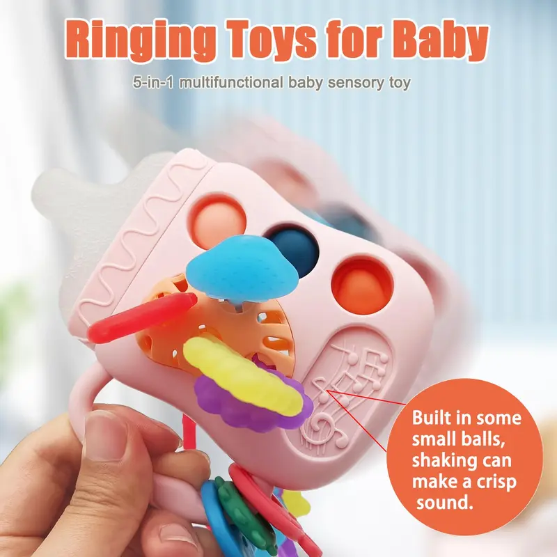 Silicone Pull String Toy, 1 Box Baby Teething Toy, Travel Toys for Toddlers, Educational Sensory Toy for Baby Boys and Girls 4