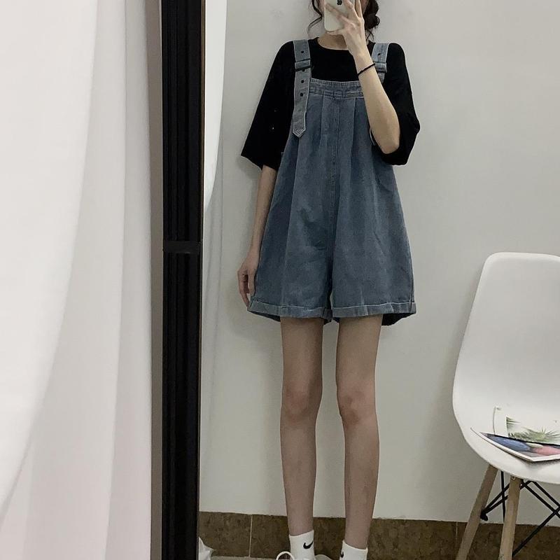 [Hàng chuẩn loại 1] Quần yếm jeans short ống rộng khóa đồng cá tính, năng động, dễ thương 7