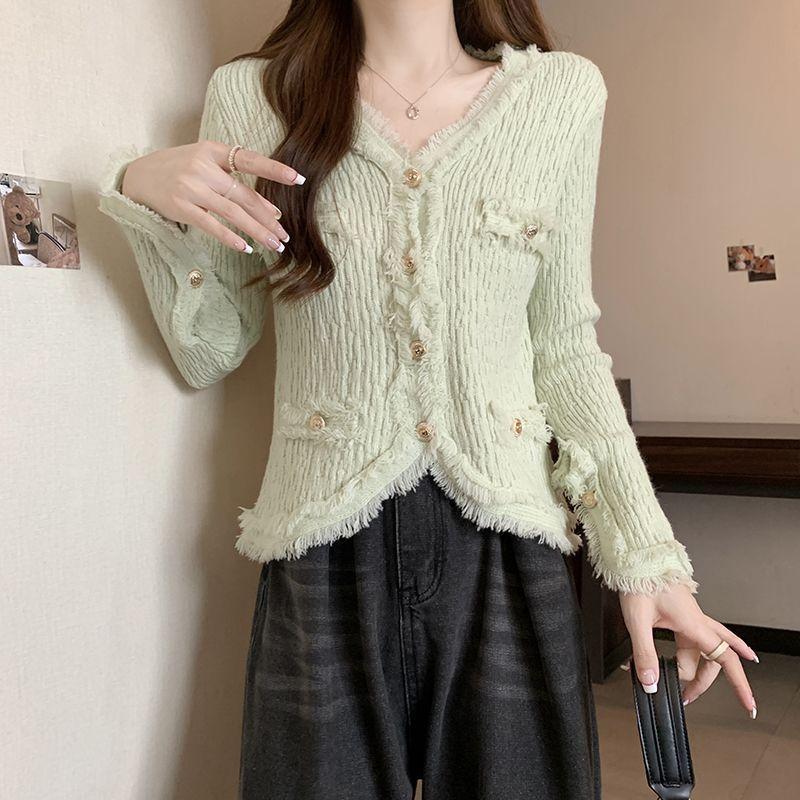 Product Introduction of DuoMaiเสื้อถักนิตติ้ง, สไตล์ชาแนล, คอลเลกชันฤดูใบไม้ร่วงฤดูหนาว, รูปแบบใหม่, ดีไซน์สวย, อเนกประสงค์, เนื้อ, เสื้อสเวตเตอร์อินเทรนด์สาวร้อน, เสื้อคาร์ดิแกน, แจ็คเก็ต Women ผู้หญิง Clothing เสื้อ ไหมพรม แขน ยาว ทวิต 4