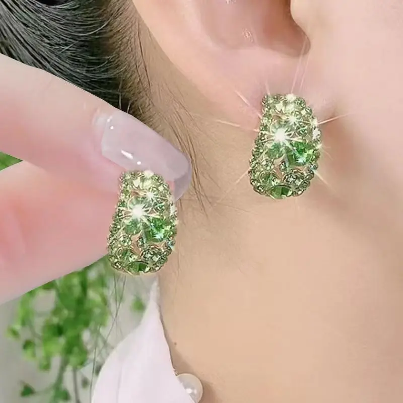 Fashion Light Luxury Crystal Earrings Anti Allergic Earrings Personality Versatile High-end Earrings Women's Gifts