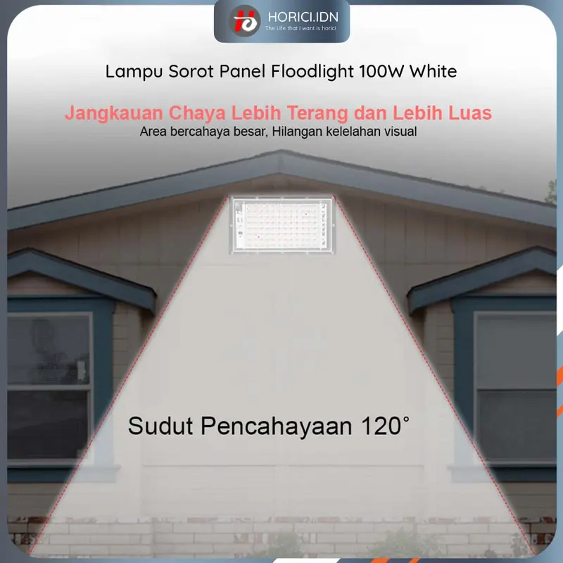 HORICI LAMPU SOROT / LAMPU PANEL LED FLOODLIGHT 100W WHITE / WATERPROOF 8