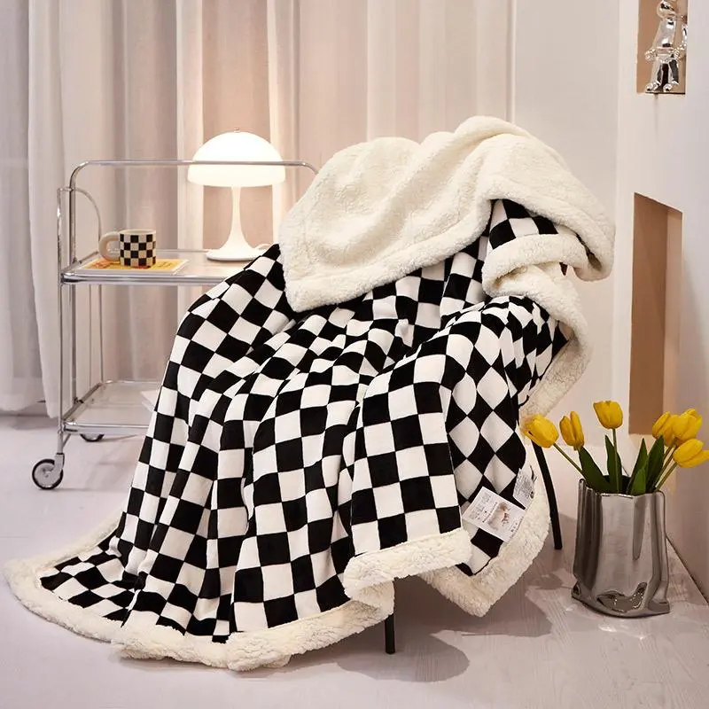 Checkerboard Pattern Blanket, 1 Count Soft Comfortable Throw Blanket, Warm Napping Blanket for Home Office Travel Camping Dormitory Sofa Bed