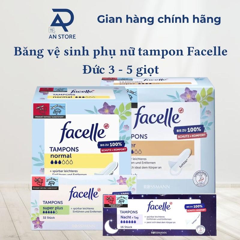 Băng vệ sinh Tampon Facelle Siêu Tiện Lợi Với Kích Thước Nhỏ Chống Tràn Loại Ban Ngày Và Ban Đêm Hàng Đức