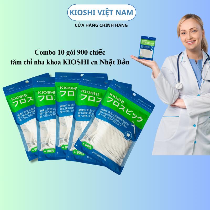 KIOSHI Combo 10 Gói 900 Chiếc Tăm Chỉ Nha Khoa Vệ Sinh Răng Miệng Từ Sợi PTFE & Nhựa nguyên sinh thân thiện với môi trường