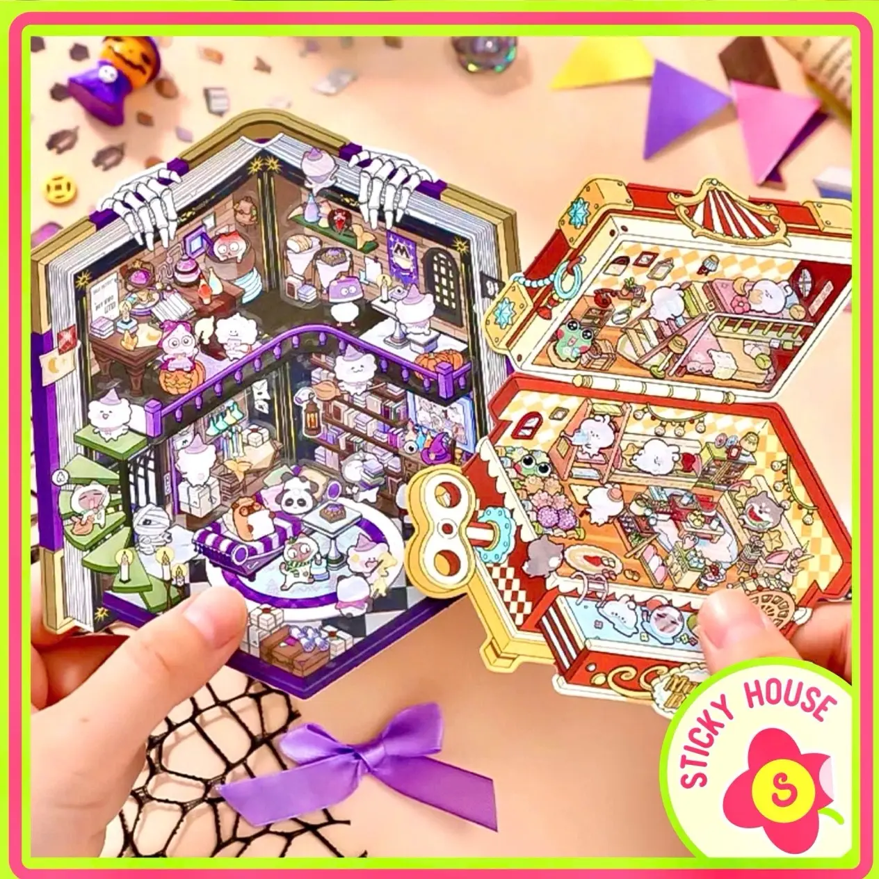 [Có sẵn] Sticker scrapbook full set 3D hình dán phim hoạt hình, cảnh quan,đồ hoa  cảnh quan hàn quốcdễ thương, trang trí cửa hàng,DIY Heo