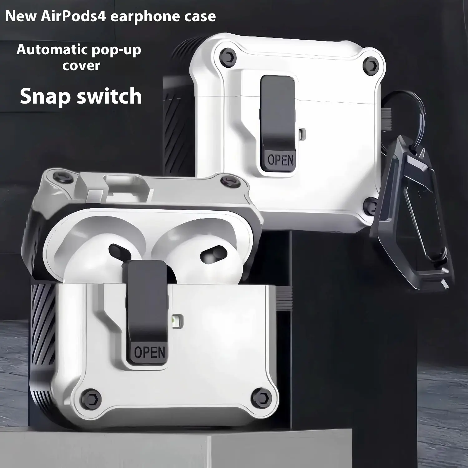 Elastic snap AirPods 4 case, AirPods Pro 2 protective case, military grade drop protection, with booster, AirPods 3 case
