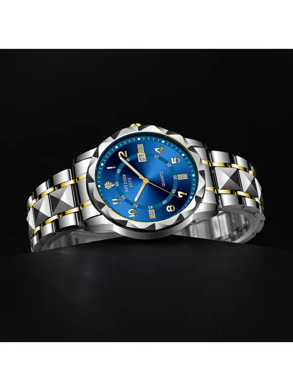 Men's Classic Fashion Round Dial Quartz Watch, Fashion Watch for Party, Daily Clothing Decor, Trendy All-match & Exquisite Watch for Birthday Gift with Box 3