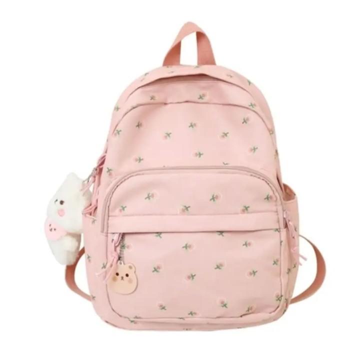 Product Introduction of NURA'Store BS- Tas Ransel motif bunga tulip terbaru perempuan tas bunga tulip korean style cewe tas ransel anak sd smp perempuan bunga Tas Punggung Fashion 5