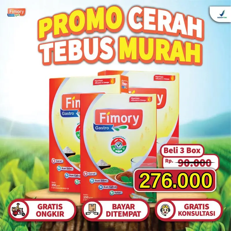FIMORY GASTRO SEREAL UMBI GARUT 3 BOX  750gr BPOM HALAL MUI  - MEREDAKAN ASAM LAMBUNG, GERD MAAG 100% ORIGINAL