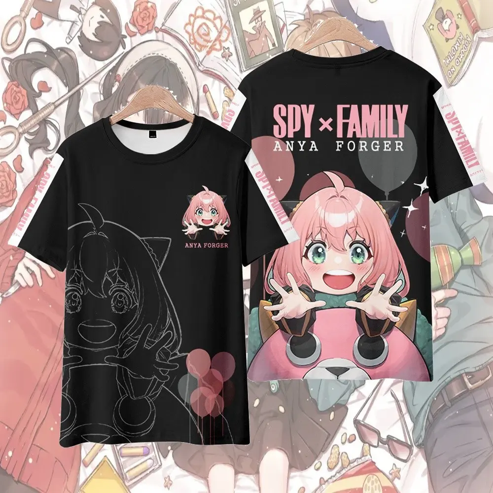 Cute SPY FAMILY T shirt Anya Forger Anime Short Sleeve Tops Casual Loose Tee Shirt Top 3D Printed