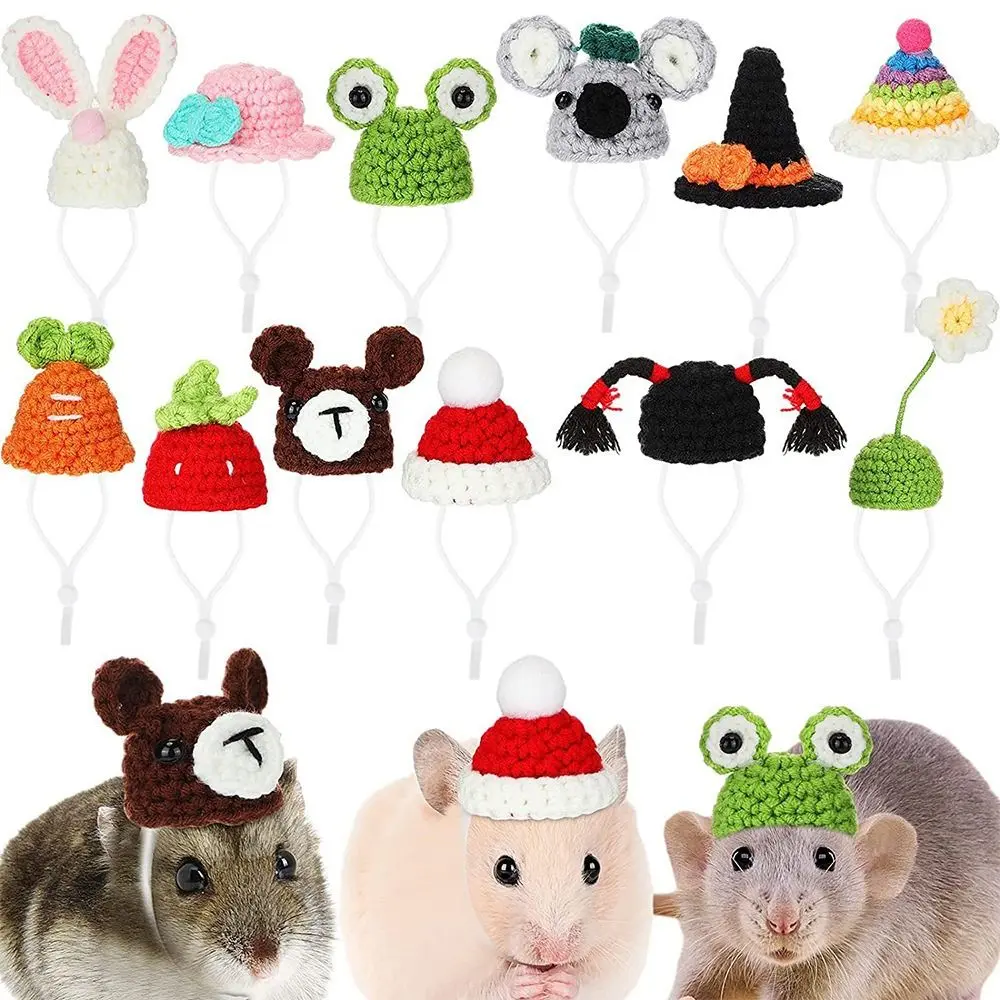Mũ Hamster Hoạt Hình, Cầm Tay Và Thủ Công, Có Thể Điều Chỉnh, Mũ Dệt Kim Cho Thú Cưng, Mũ Đội Đầu Mềm, Thích Hợp Cho Vẹt Và Chuột Lang, Mũ Hamster