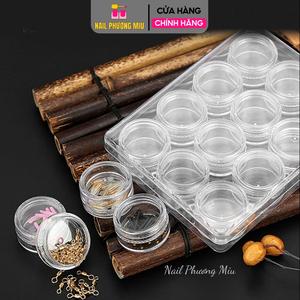 Khay Đựng Xà Cừ Làm Nail 12 Ô Bằng Nhựa Cứng Tiện Lợi Để Đựng Charm Nail Cho Thợ Nail, Thiết Kế Gọn Gàng, Dễ Sử Dụng