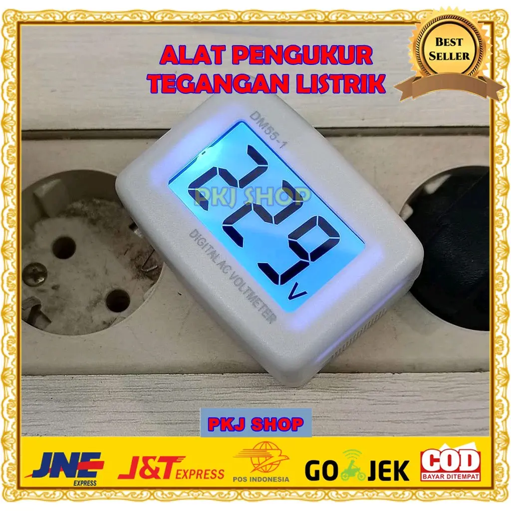 Voltmeter Digital AC EU Plug 110-300V Alat Pengukur Listrik
