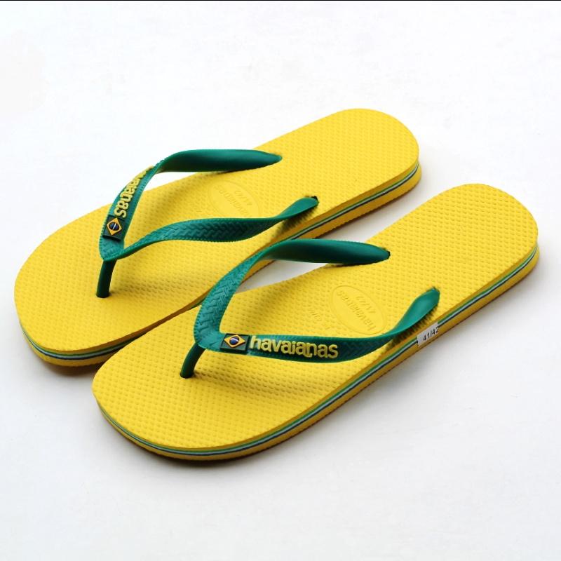Hot Sale · Summer Havana Solid Color Series Men's Slippers havaianas Waterline Three-Color Rubber Anti-Slip Flip-Flops High Quality Fashionable 6