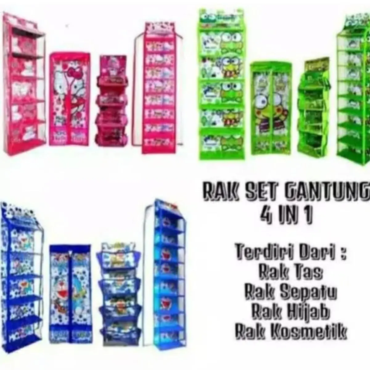 RAK SET HBO 4 IN 1 (RAK TAS+RAK SEPATU+RAK JILBAB+RAK KECANTIKAN)