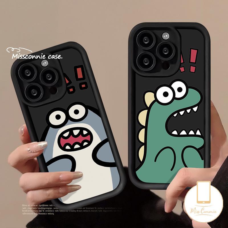 Ốp Cá Mập Khủng Long Bất Ngờ Vui Nhộn Dễ Thương Hoạt Hình MissConnie Tương Thích Với IPhone 11 15 12 14 13 Pro Max 7Plus XR 15 6 7 8 6S Plus X XS Max SE 2020 Ốp Mềm Chống Sốc Mắt Thiên Thần Cho Cặp Đôi