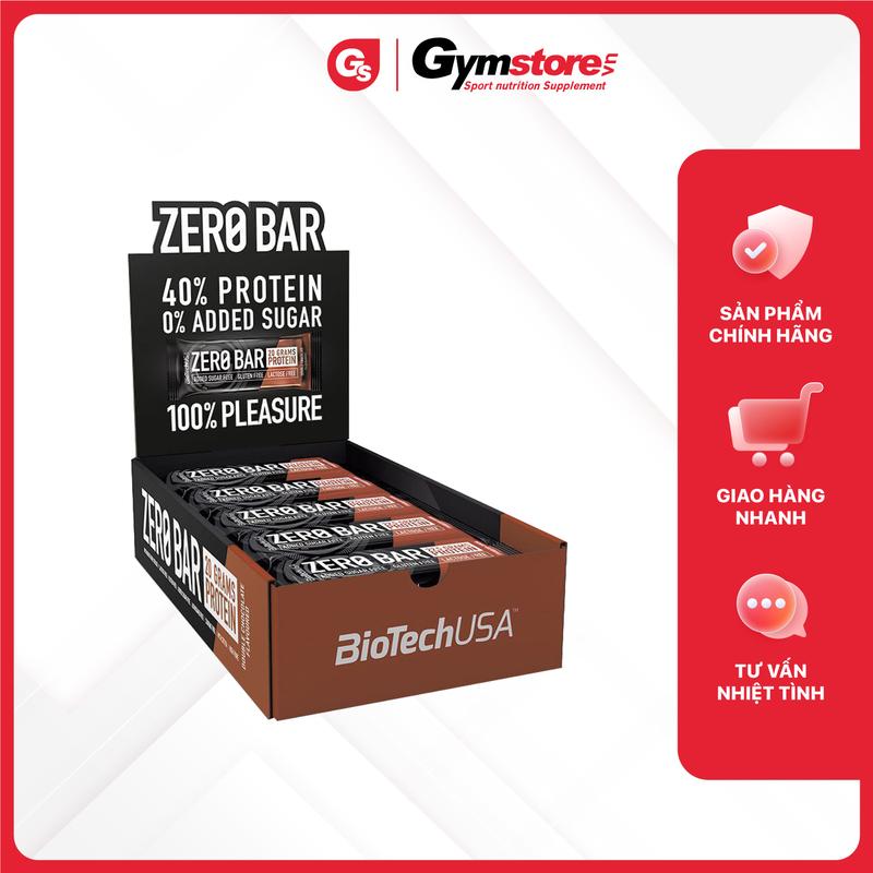  Bánh ăn kiêng BioTech USA Zero Bar 20 Bars  50g bar   - GYMSTORE Snack Food 