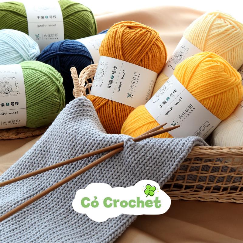 Len Yaoh Wool dùng để đan móc khăn mũ áo túi cuộn 100gr màu trơn và loang