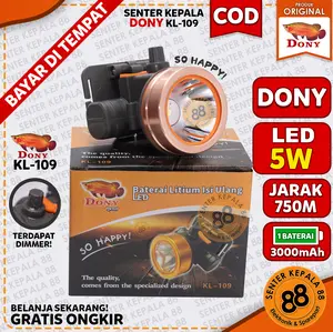 DONY Senter Kepala Dony KL 109 So Happy Doni Cas Mini LED Super Terang Jarak Jauh 7 WATT 7w Murah