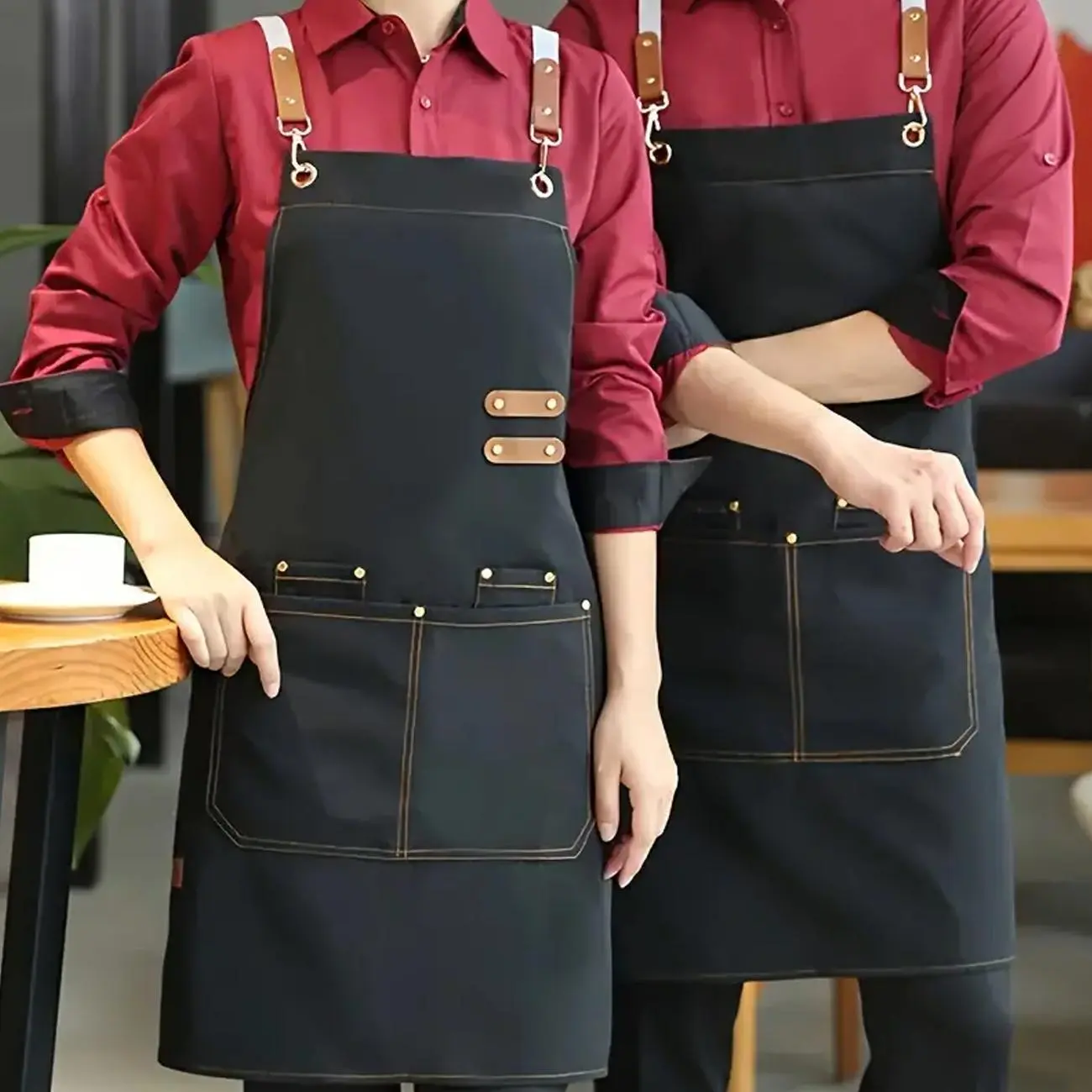 Water & Oil Resistant Apron with Pocket, 1 Count Universal Apron for Women & Men, Perfect for Supermarkets, Restaurants, Fruit Shops, Milk Tea Shop