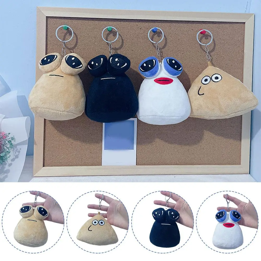 Rantai Kunci Mewah, Loket Mewah, Boneka Haiwan Boneka, Anak Patung Pou, Untuk Kanak-kanak, Hadiah Hari Jadi, N7K3 Putih