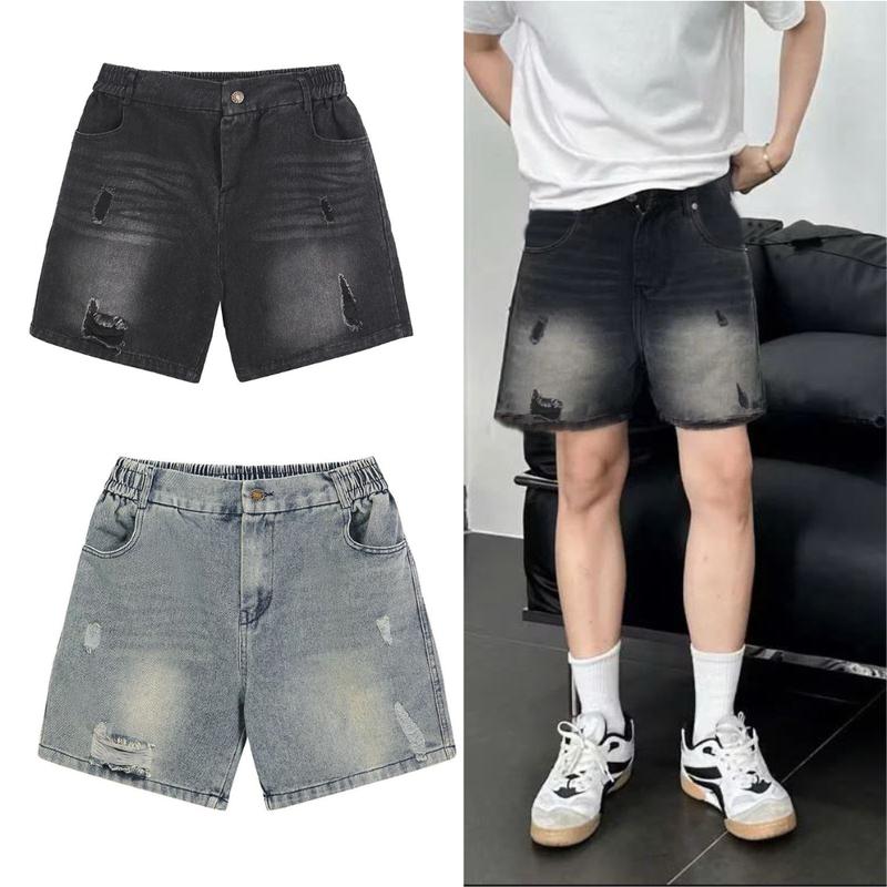 ( Bigsize 45-120kg)  Combo 2 Quần ( có lẻ 1c ) short Jean nam, quần short bò cạp khuy lưng chun vải jean mềm