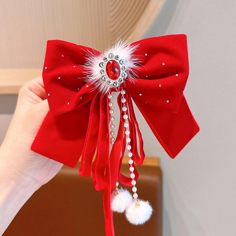Product Introduction of New Year Red Ribbon Bow Hair Clips For Women Girls Vintage Hairpin Exquisite Headwear Chinese Style Hair Accessories Gifts 20