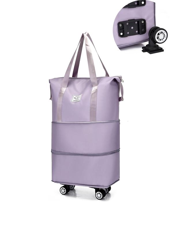 Matching Solid Letter Patch Large Capacity Travel Bag with Removable Wheels, 2025 New Trendy Portable Lightweight Travel Essentials, Wear Resistance Suitcases Bags for Women & Men 5