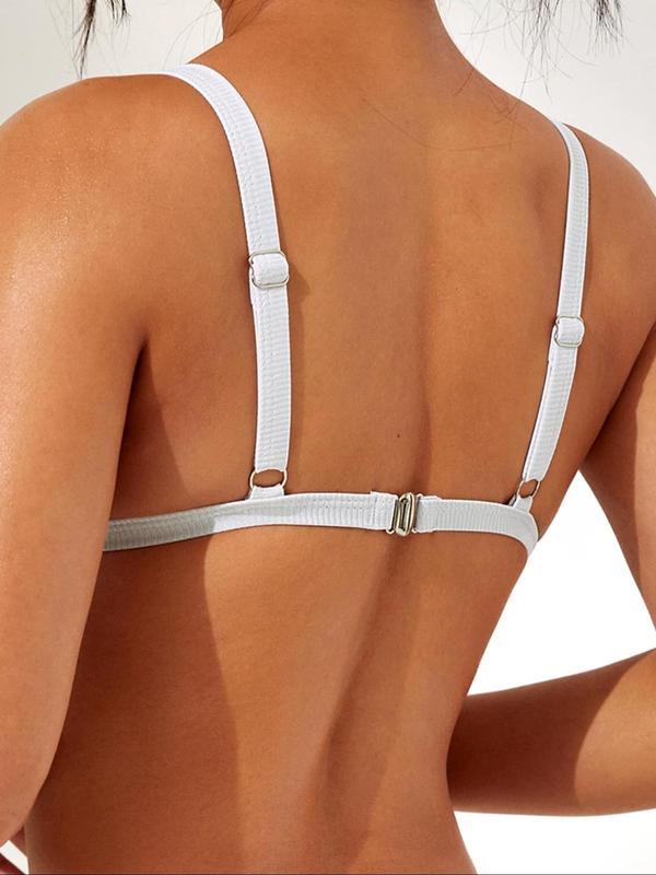 Women's Contrast Binding Bikini Top, Casual Sleeveless Swim Top for Beach Holiday Vacation, Ladies Swimwear for All Seasons 1