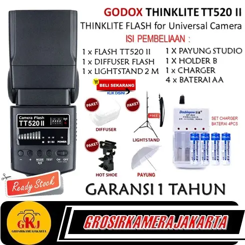 Paket Studio Foto Godox TT520II Universal Kamera Camera Tripod Accessories Softbox