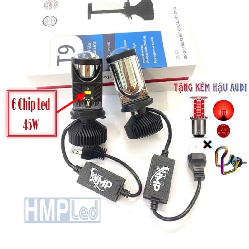 ( Tặng Móc Titan Khóa Cài + Hậu Audi Vip ) Bóng Đèn Pha Bi Cầu Mini T9 Pro 45W - Cắt Sáng Chống Chói Nét Chân H4 Lắp Đặt Như Zin Cho Ô tô - Xe Máy, Chính Hãng HMP Light ( Giá Lẻ 1 Bóng - Bảo Hành 12 Tháng )