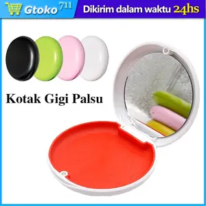 Kotak Penyimpanan Retainer Gigi With Mirror Portable Travel / Tempat Gigi Tempat Penyimpanan Gigi Palsu Wadah Retainer Gigi