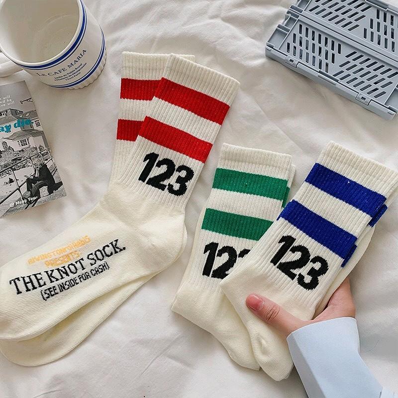 Set 5 đôi - 10 đôi tất vớ cổ cao UNISEX số 123 phong cách thể thao Sport 0