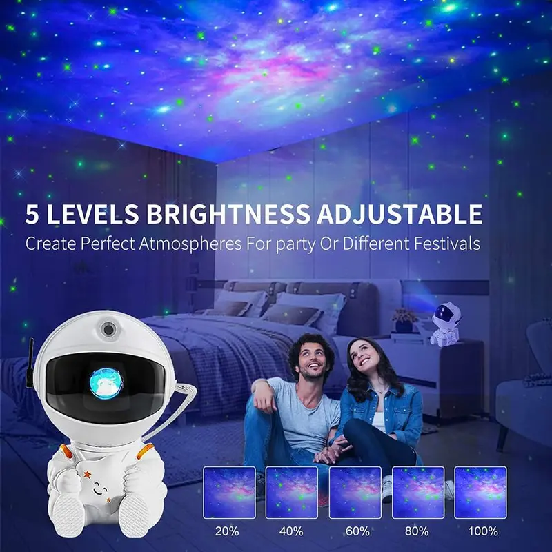 Astronaut Design Star Projector & USB Powered Wave Pattern Cube Night Light, Astronaut Space Projector & RGB 16 Color Changing Table Lamp for Bedroom Decor 4
