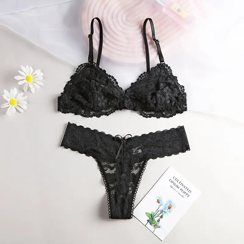 Bộ Áo Ngực Ren, Nhẹ Và Mỏng, Gợi Cảm Và Trong Suốt, Không Có Vòng Thép, Không Có Đệm Ngực, Áo Ngực Mỏng, Bộ Đồ Lót Nữ 1