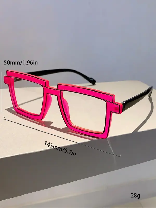 Unisex Simple Style Eyeglasses with Geometric Square Frame & Fashion Line Design, Casual Trendy Eyeglasses for Everyday Use, Fashion Eyeglasses for Outdoor Activities 6