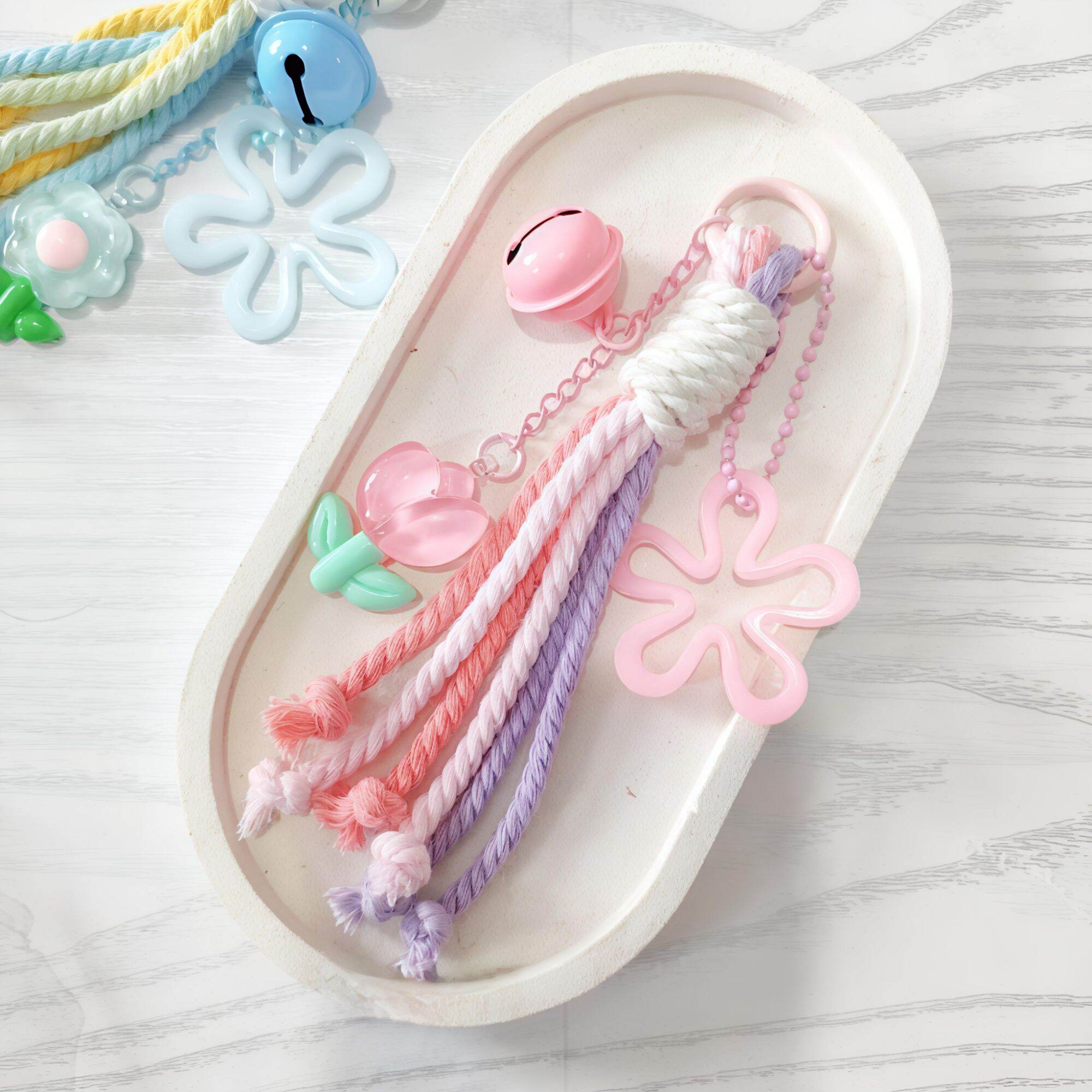 [ TokoAzkia33 ] Best selLer!! Keychain Charm GANTUNGAN TAS / GANTUNGAN KUNCI CLAY BUNGA TANGKAI