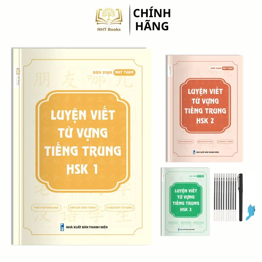 Combo 3 Vở Luyện Viết Từ Vựng Tiếng Trung HSK 1 2 3 NHT Books Luyện Viết Tiếng Trung Cho Người Mới Bắt Đầu
