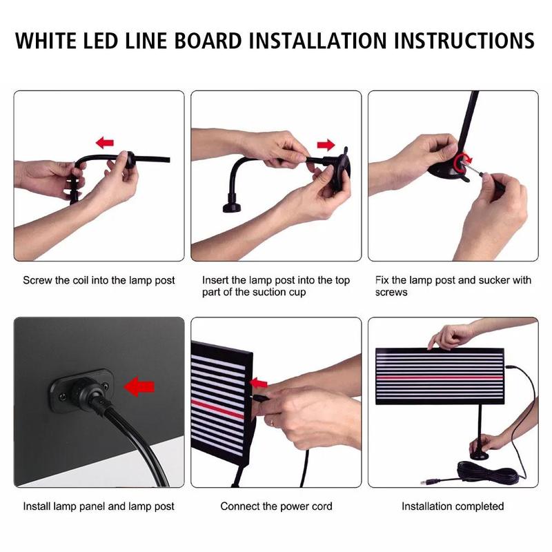Car Dent Removal Wire Board, 1 Set LED Reflector Lamp Kit, Checking Line Board Reflector Set, Paintless PDR Car Dent Repair Tool 3