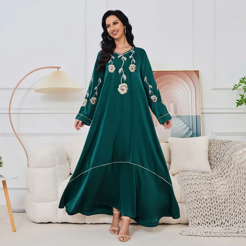 2025 New Middle East Dubai Robe Abaya Embroidered Hot Selling in Stock Elegant Evening Dress Muslim Dress 1