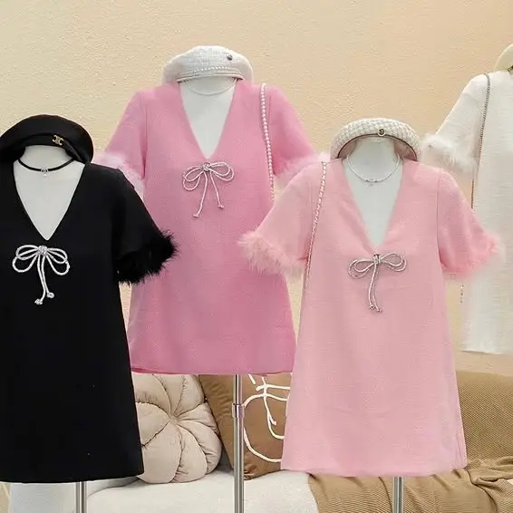 Váy Hồng Tiểu Thư Bae Chic Vải Dạ Tweed Cao Cấp Phong Cách Chiết Eo Dáng_yenmannhi_bigsize_sữa hết gầy - Dress vaydodonnoel  vay mactet Voi Voan Đen yếm  xinh váy  lệch vay  body váy  nữ Women sơ 5