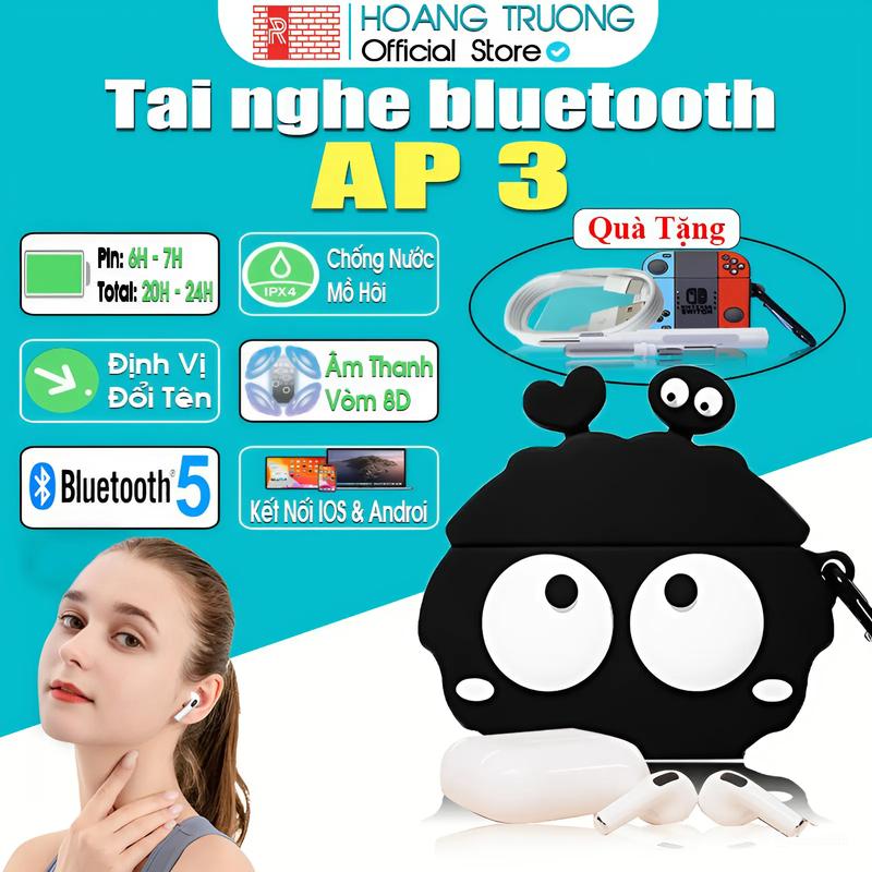 Tai nghe bluetooth AP3 Nhét Tai Androi iphone , không dây, đàm thoại, chơi game, delay 0,07 giây cực thấp, Nhạc hay, Full Box + 1 bút vệ sinh + 2 Dây Cáp Sạc + Ốp Bảo Vệ Tự Chọn Nghe Nhạc Earphone BẢO HÀNH 6 THÁNG ĐỔI MỚI tai nghe vằn 2024 touch