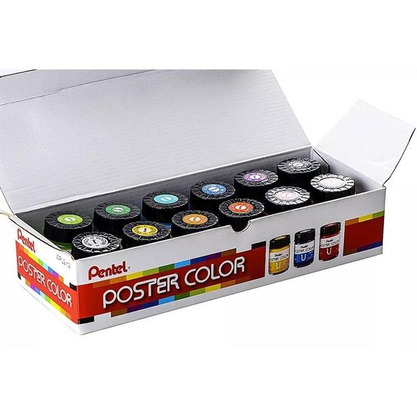 Màu Poster Color Pentel 12 màu màu nước Pentel 12 màu WPU2-12 - Màu POSTER Pentel lọ thuỷ tinh