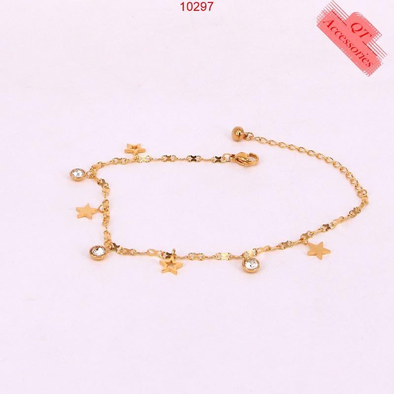 Product Introduction of 10297 - Lắc chân titan mạ vàng 99k sao và đá siêu bền màu 8