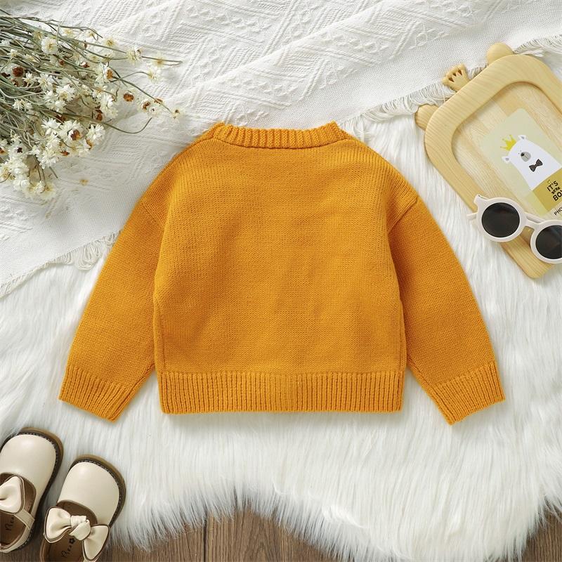 Product Introduction of Girls Knitted Fashion Sweater Casual Warm Sunflower Long Sleeve Button Cardigan Infant Knitwear for Toddler 42