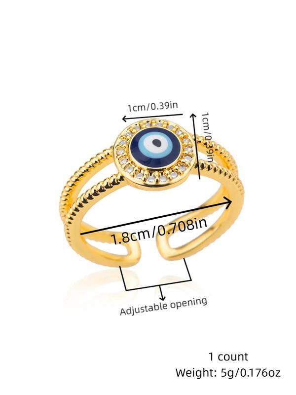 Eye Design Rhinestone Decorated Cuff Ring, Fashion Accessories for Women & Girls, Fashion Jewelry for Party, Daily Clothing Decor, Trendy All-match & Exquisite Jewelry for Birthday Gift 1