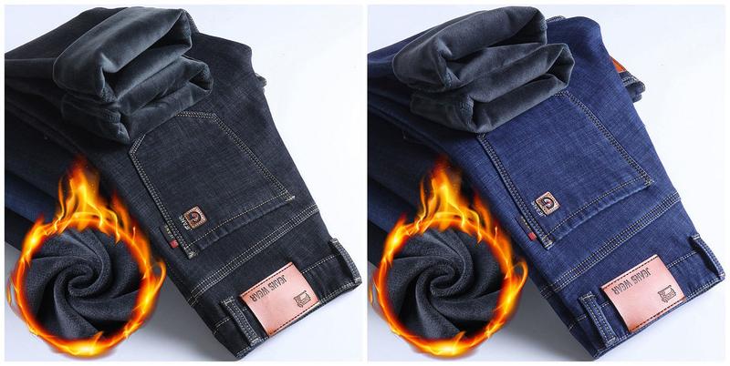 Product Introduction of Quần Jean Dày Lót Lông Cừu Cho Nam, Thẳng, Rộng, Co Giãn, Cỡ Lớn, Thắt Lưng Cao, Nhung, Cha Trung Niên, Quần Mùa Đông Ấm Áp 7