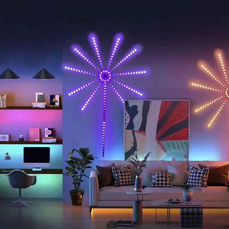 Dây Đèn LED Pháo Hoa 16 Màu Cảm Biến Theo Nhạc , Có Điều Khiển + APP Trên Điện Thoại trang trí tết 2025 0